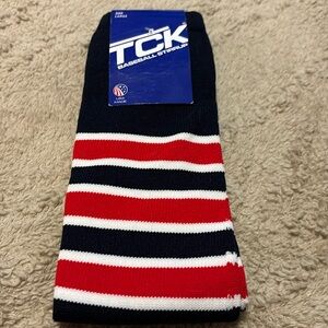 Baseball stirrups - nylon
Dark navy blue, red and white
Size large 
By TCK